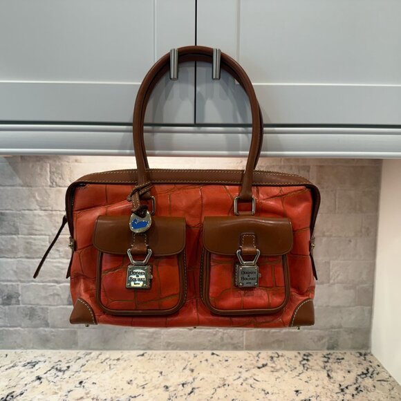 Dooney & Bourke RARE EUC Orange Leather Purse + Brown Wallet & Dusty